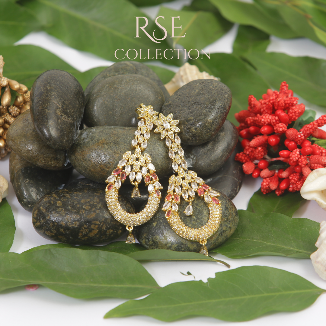 Bridal Gold Plated Chandelier Earrings - Image 2