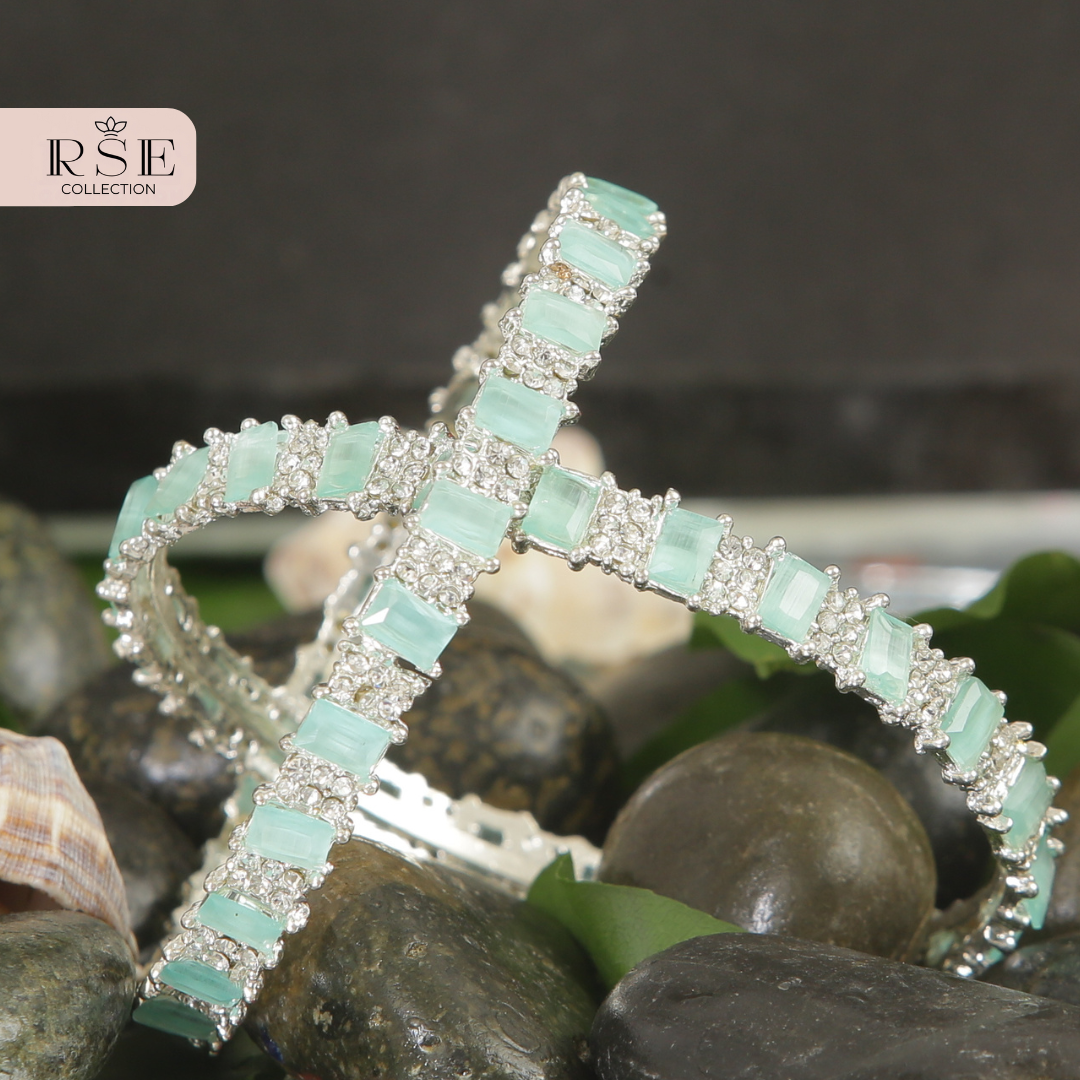 Mint Green American Diamond Bangle Set