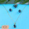 Blue Stone Jewelry Set with Ring, Earrings, and Pendant