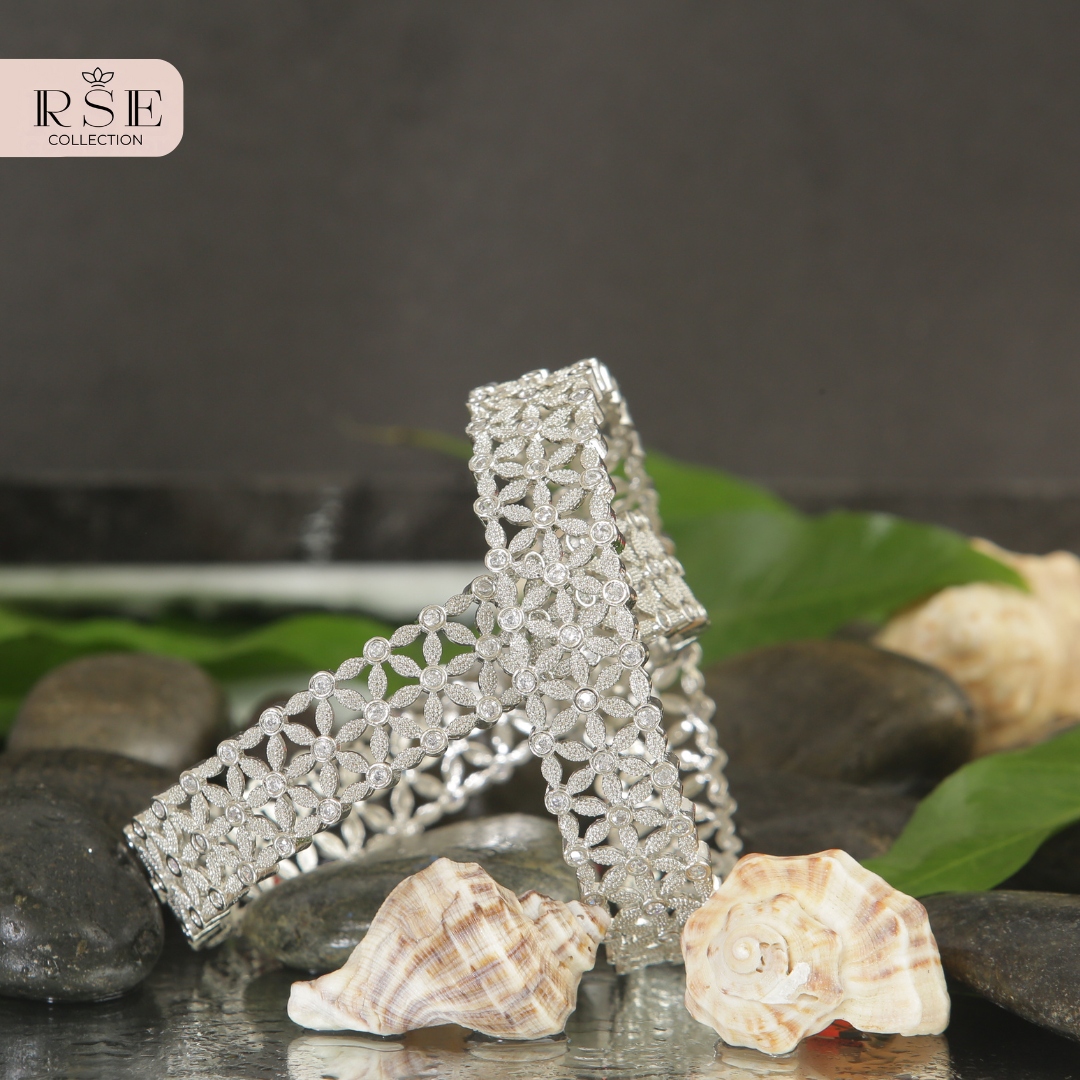 Bridal Silver Plated Bangle Set with Intricate Design