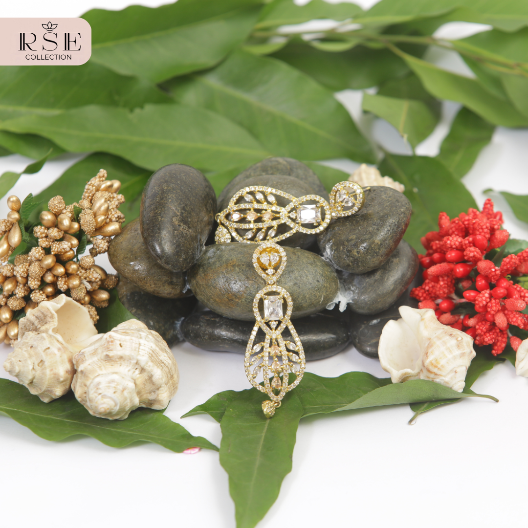 Gold Plated Drop Earrings with Teardrop Shape - Image 2