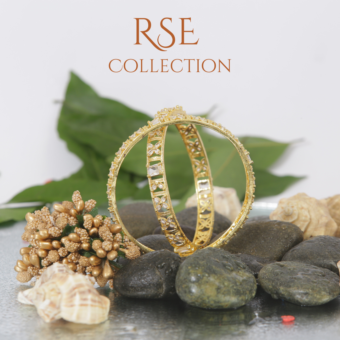 Wedding Gold Plated Bangle Set with Square Design