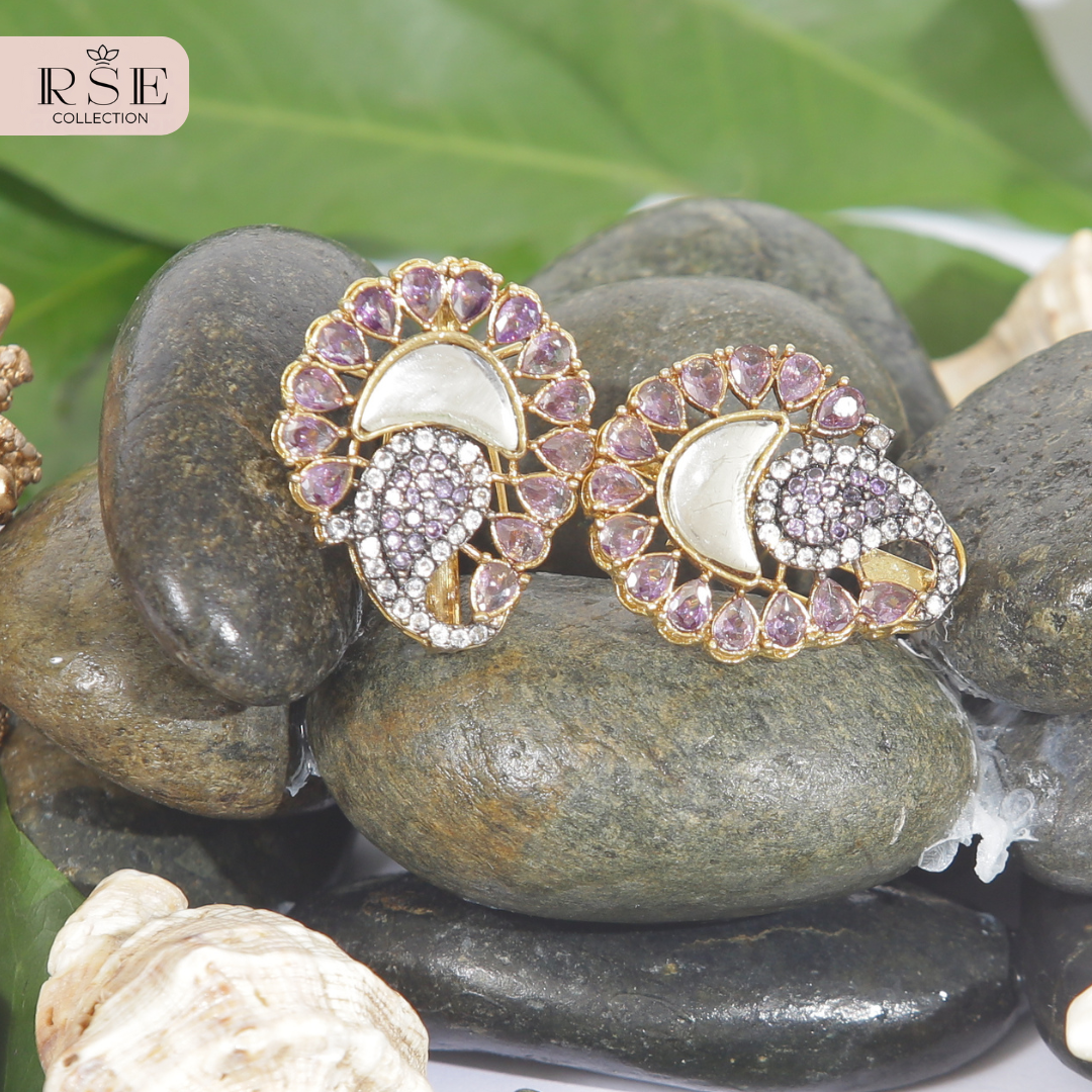 Purple Stone Stud Earrings