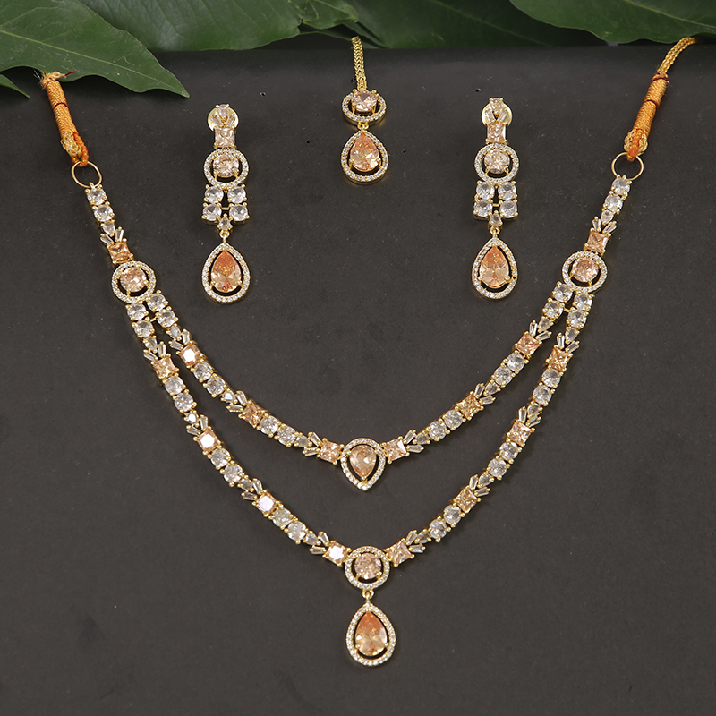 Champagne Stone Necklace Set